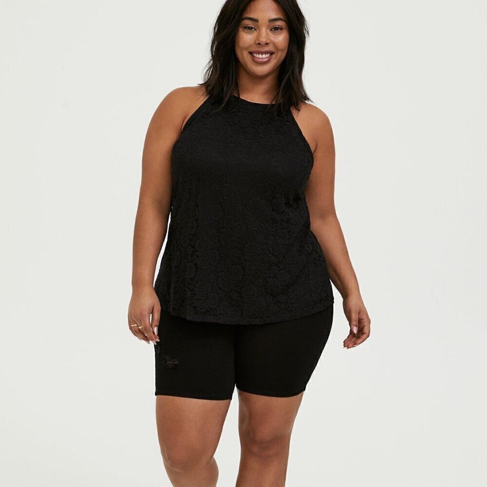 Torrid Black Lace High Neck Goddess Tank 2x